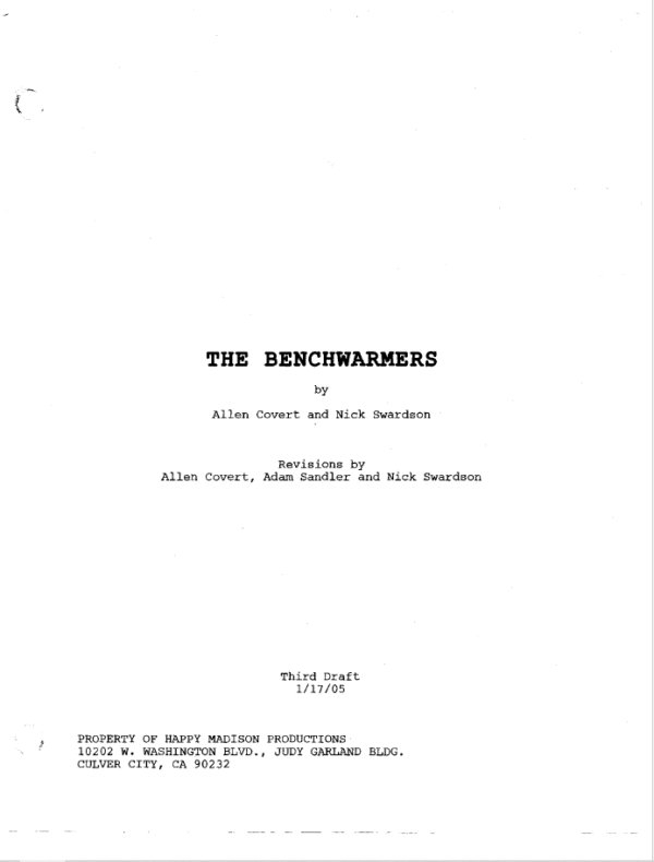 Benchwarmers Movie Script
