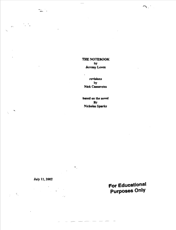 The Notebook Movie Script