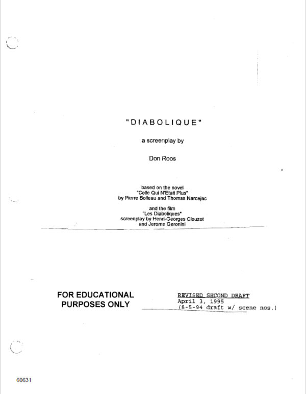 Diabolique Movie Script