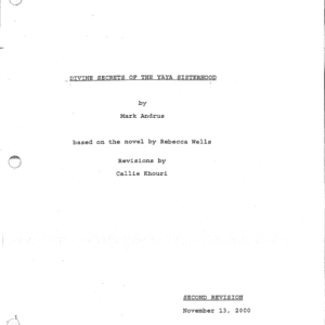 Divine Secrets of the Yaya Sisterhood Movie Script