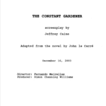 The Constant Gardener Movie Script