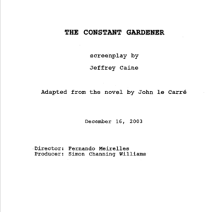 The Constant Gardener Movie Script