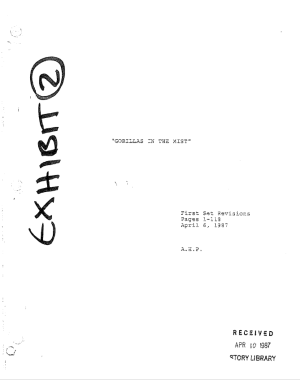 Gorillas In The Mist Movie Script