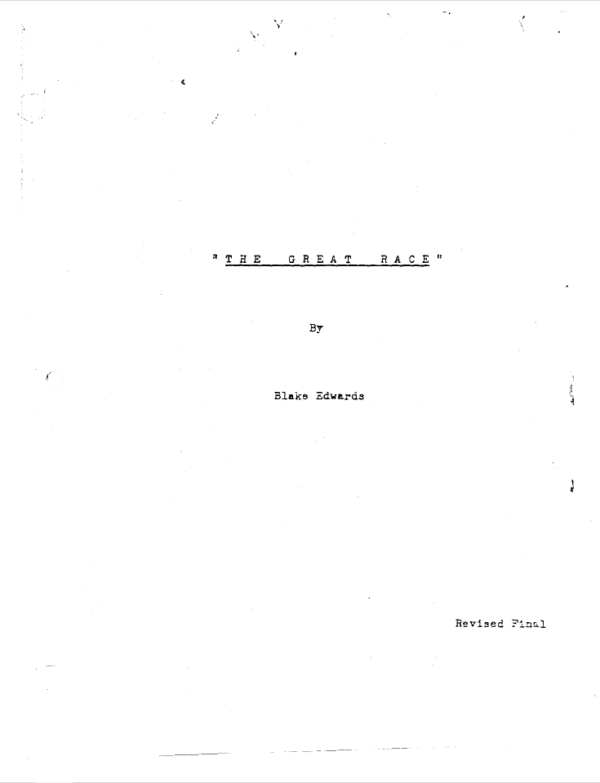Great Race, The Movie Script