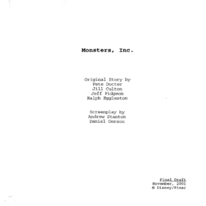Monsters Inc Movie Script