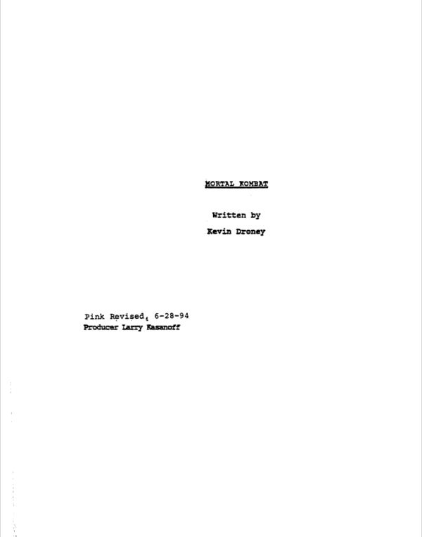 Mortal Kombat Movie Script