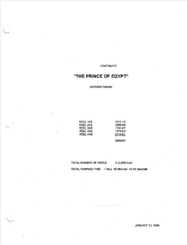 Prince of Egypt Movie Script