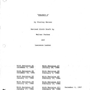 Project X (1987) Movie Script