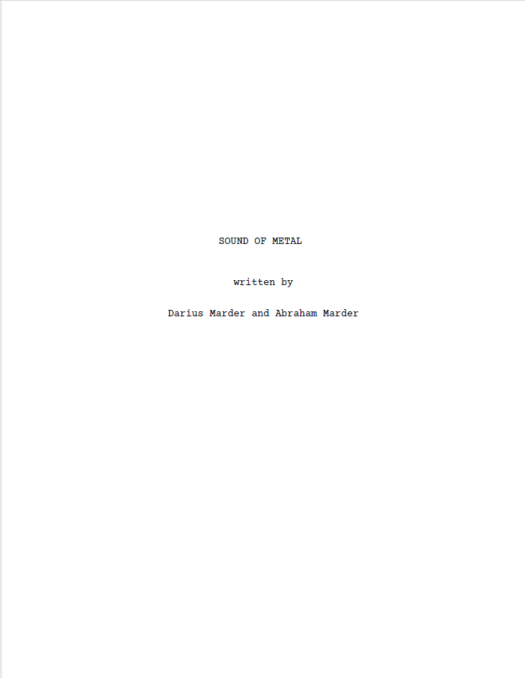 Sound of Metal Movie Script
