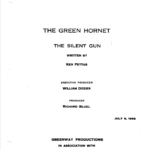 The Green HornetTV SHow Script 1966