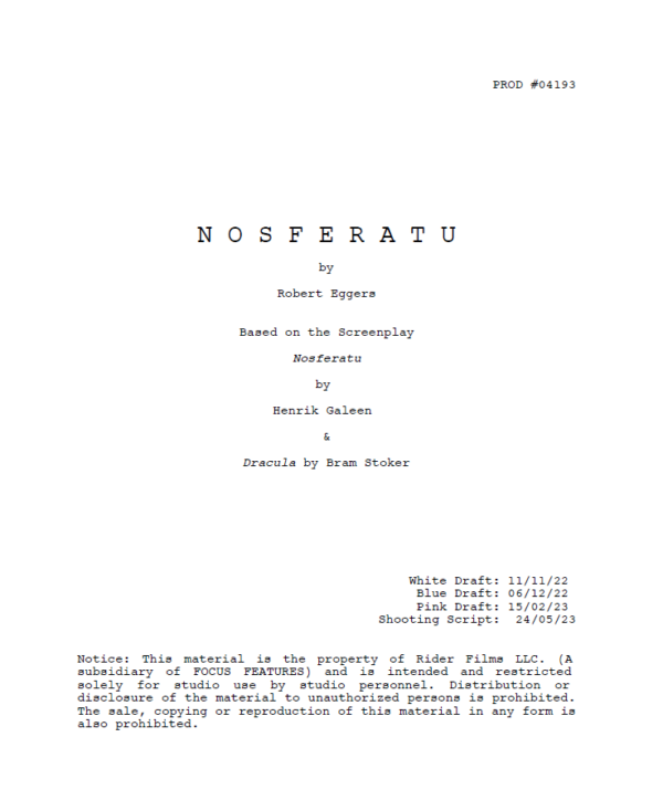 Nosferatu 2024 Movie Script